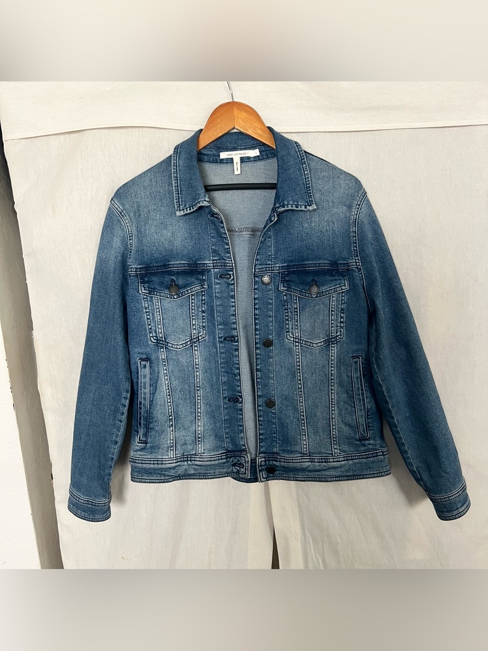 Avec Les Filles Indigo Ruffle Jean Jacket Large